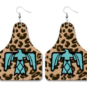 3For$20 Lepord Cow Tag Thunder Bird Western Earrings